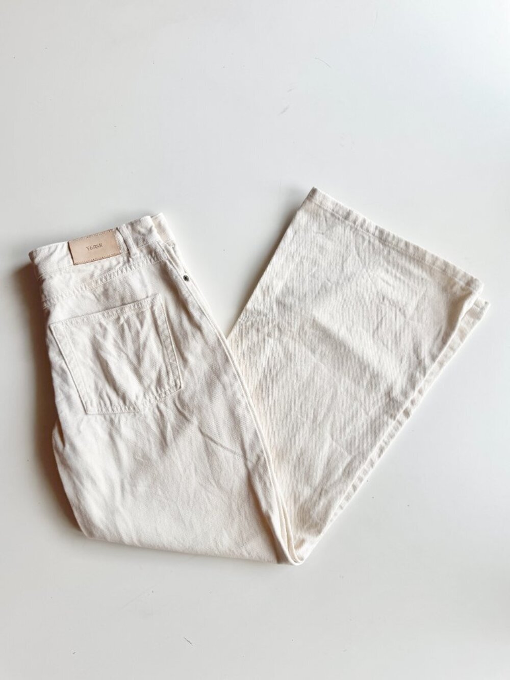YERSE Ivory White 100% Organic Cotton Denim Mid Rise Wide Leg Jeans, Size M - Picture 5 of 15